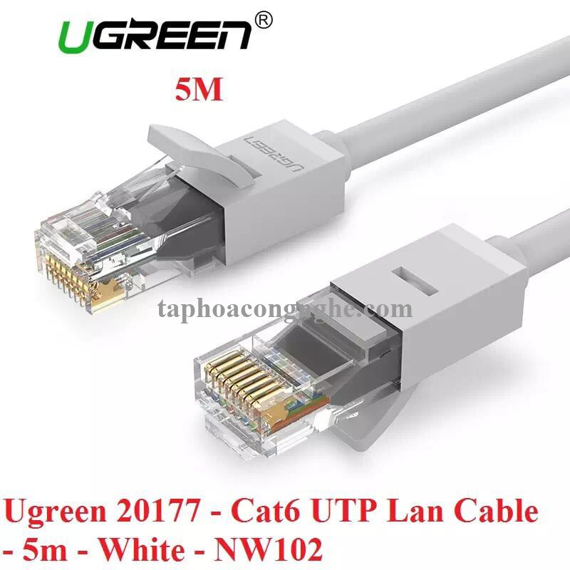 Ugreen 20177 5M màu Trắng Cáp Mạng Lan Cat6 UTP NW102 30020177